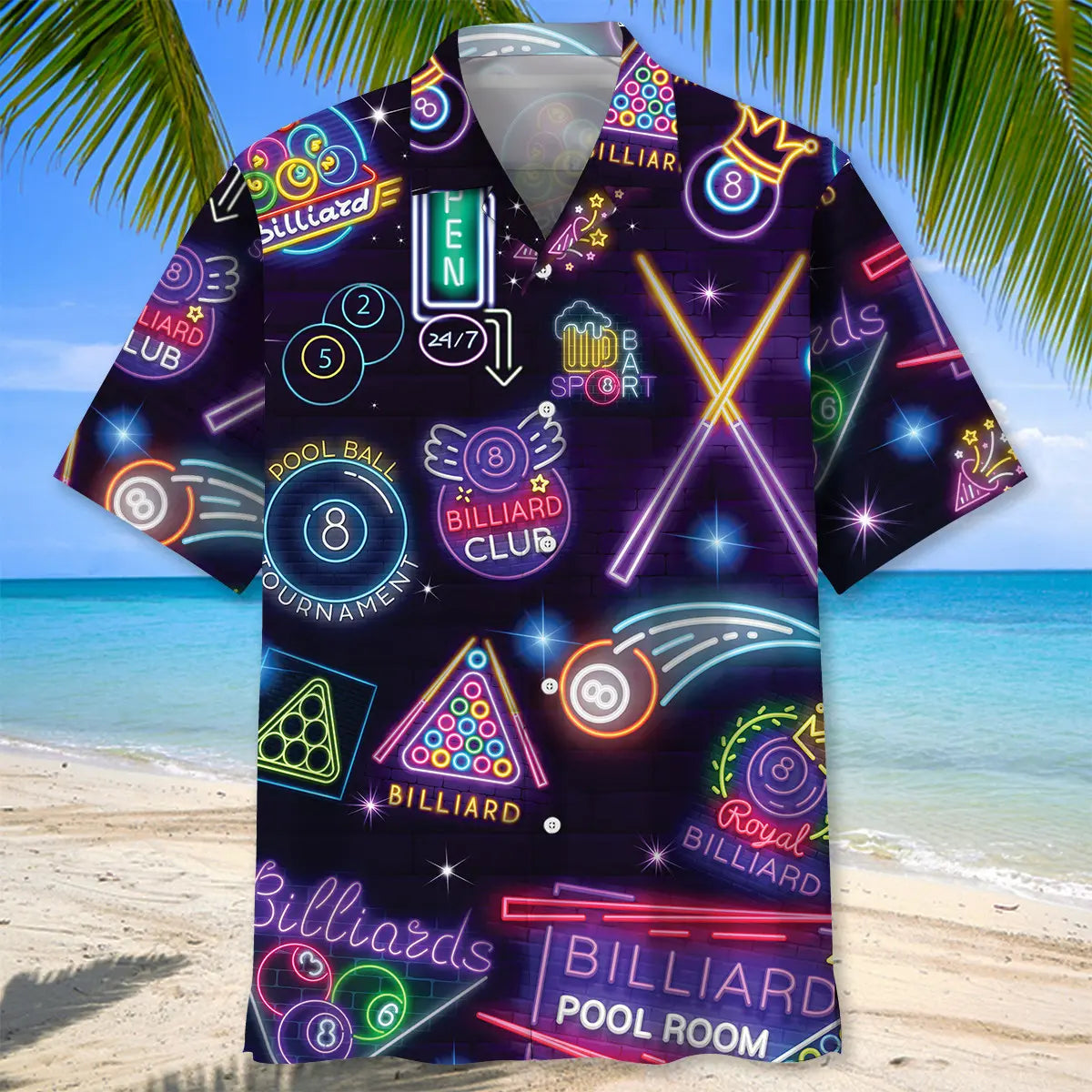 Neon Billiard Hawaiian Shirt For Beach Days, Weekend Events, And Thoughtful Gift Giving