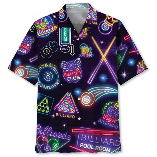 Neon Billiard Hawaiian Shirt For Beach Days, Weekend Events, And Thoughtful Gift Giving