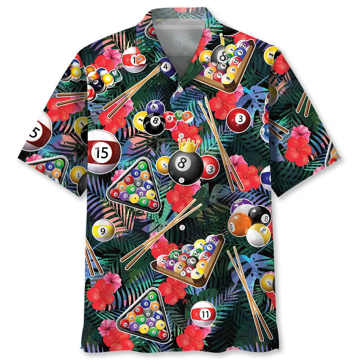 Tropical Billiard Hawaiian Shirt For Active Holidays, Resort Trips, And Warm Weather Gatherings