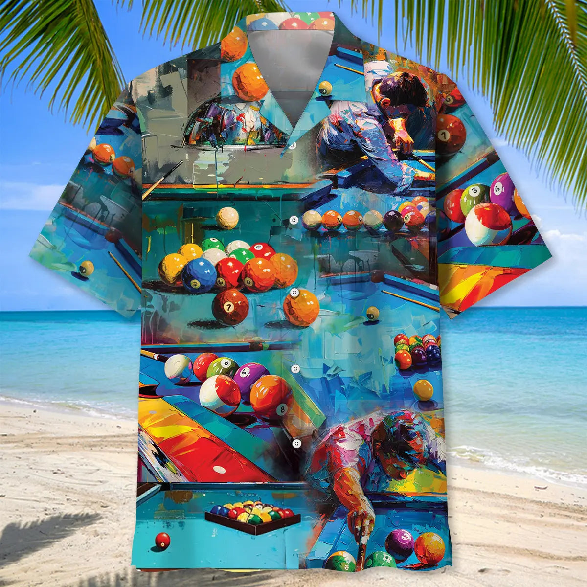 Vintage Creative Billiard Hawaiian Shirt For Beach Days, Weekend Events, And Thoughtful Gift Giving