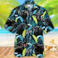 Summer Black Angus Cattle Jungle Leaves Cow Hawaiian Shirt For Summer Vacation, Beach Travel, And Casual Wear