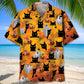 Halloween Black Cat Boo Hawaiian Shirt For Island Vacations, Resort Wear, And Relaxed Seasonal Style