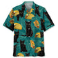 Black Cat Food Hawaiian Shirt For Summer Vacation, Beach Travel, And Casual Wear
