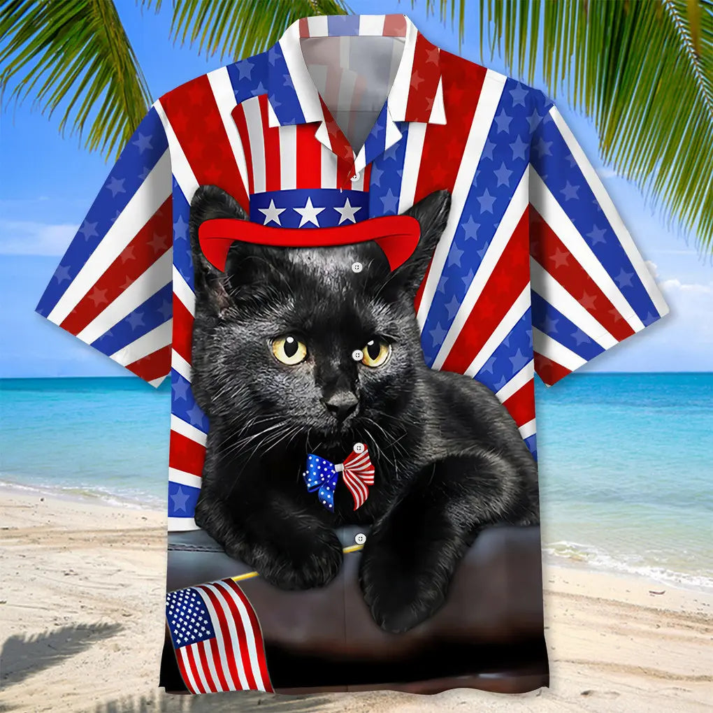 Black Cat Hawaiian Shirt For Island Vacations, Weekend Events, And Relaxed Everyday Outfits
