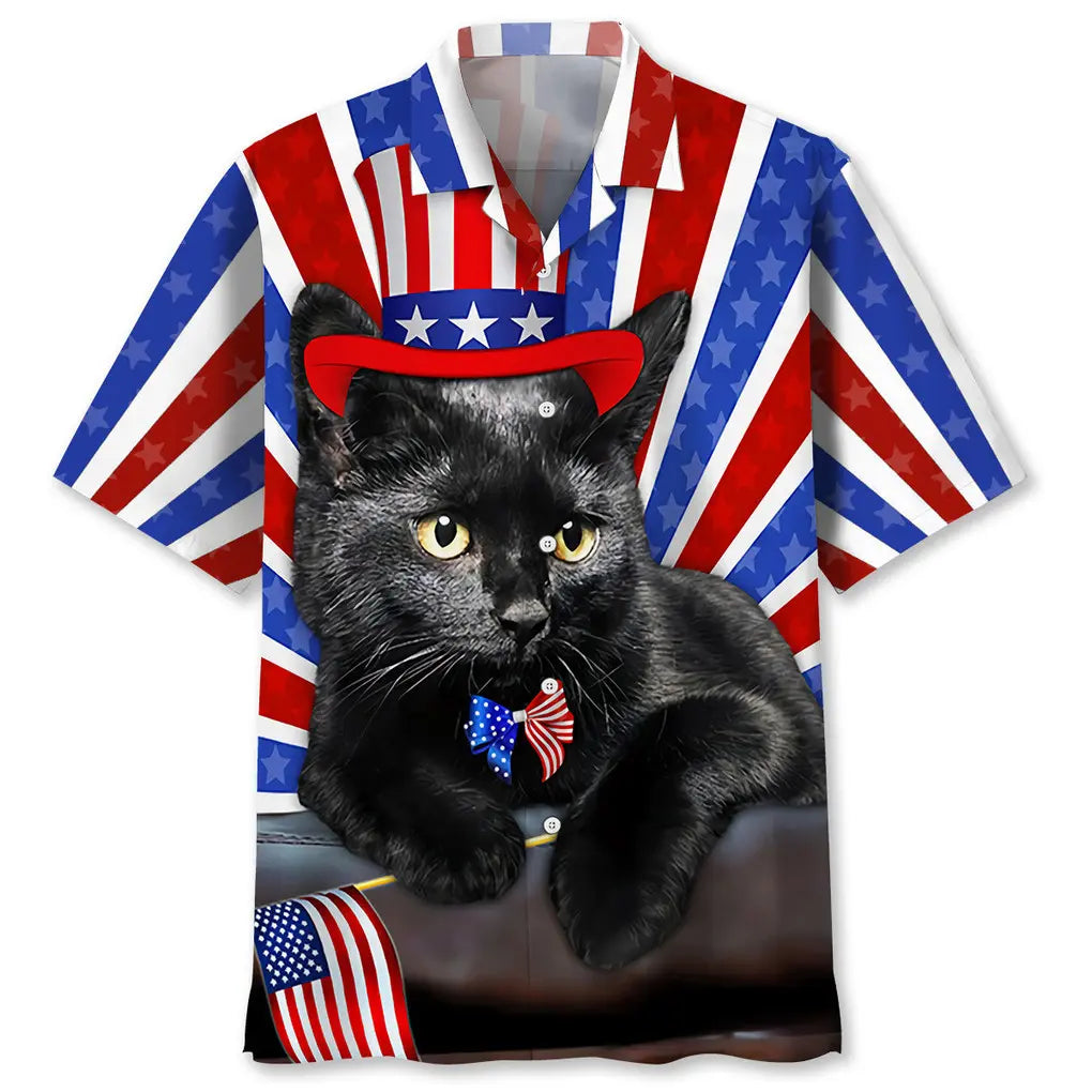 Black Cat Hawaiian Shirt For Island Vacations, Weekend Events, And Relaxed Everyday Outfits