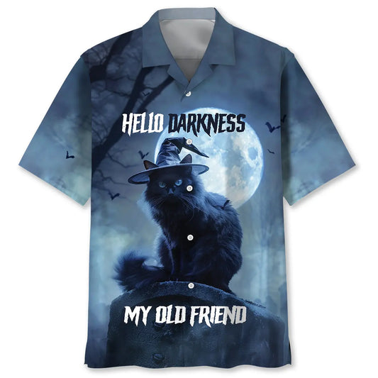 Black Cat Mysterious Companion Hawaiian Shirt For Animal Lovers, Beach Travel, And Casual Summer Style