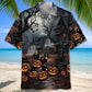 Halloween Black Cat Pumpkins Hawaiian Shirt For Costume Parties, Summer Travel, And Distinctive Casual Wear