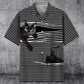 Black Cat Stripes Pattern Hawaiian Shirt For Summer Vacation, Beach Travel, And Casual Wear