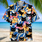 Tropical Funny Black Cat Hawaiian Shirt For Animal Lovers, Beach Travel, And Casual Summer Style