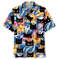 Tropical Funny Black Cat Hawaiian Shirt For Animal Lovers, Beach Travel, And Casual Summer Style