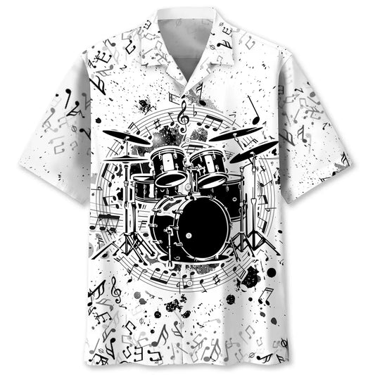 Black Drum White Hawaiian Shirt For Beach Days, Summer Outings, And Thoughtful Gift Giving