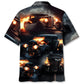 Black Hot Rod Fire Hawaiian Shirt For Coastal Travel, Casual Events, And Comfortable Summer Wear