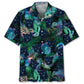 Tropical Black Leopard Hawaiian Shirt For Summer Vacation, Beach Travel, And Casual Wear