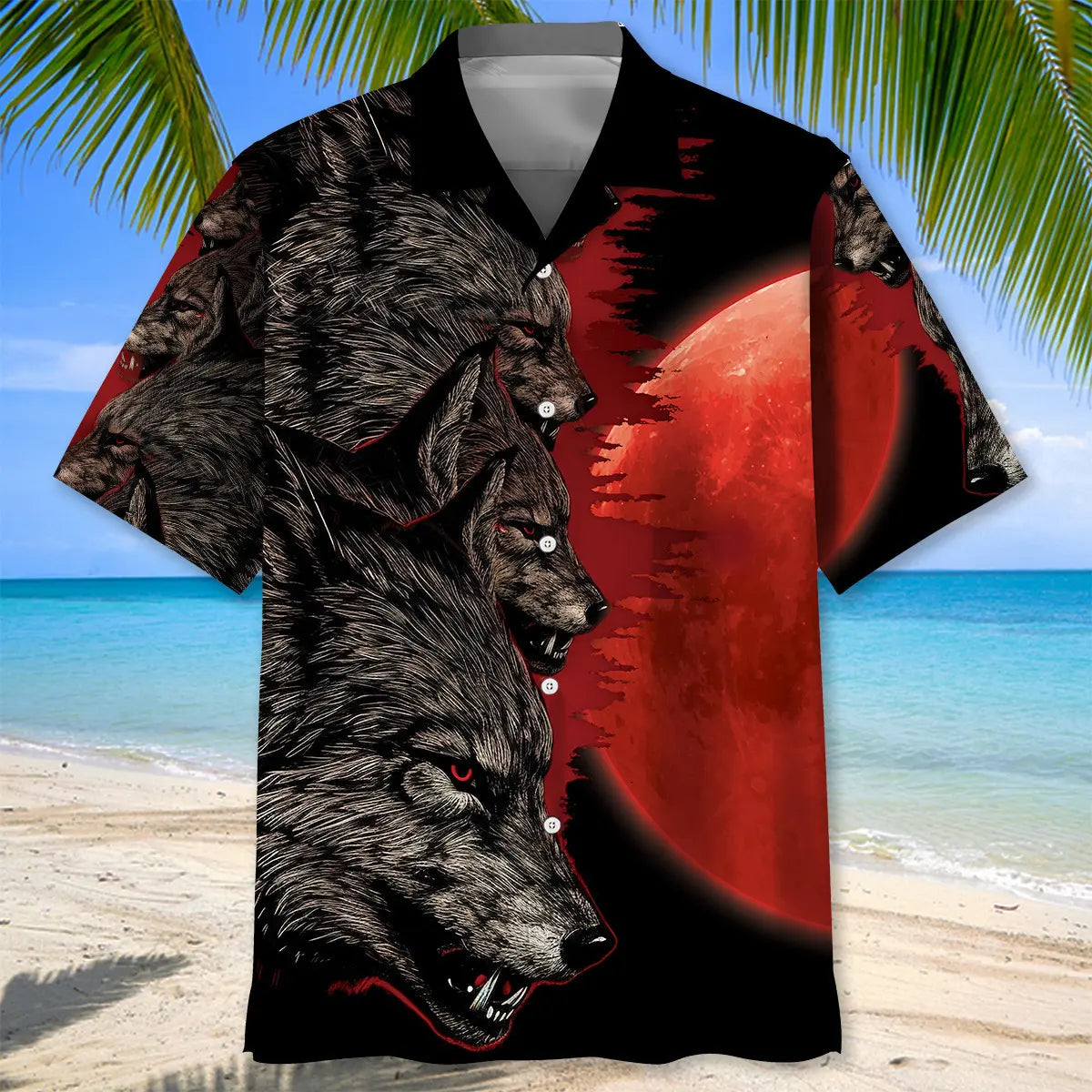 Blood Moon Wolf Hawaiian Shirt For Beach Days, Summer Outings, And Thoughtful Gift Giving