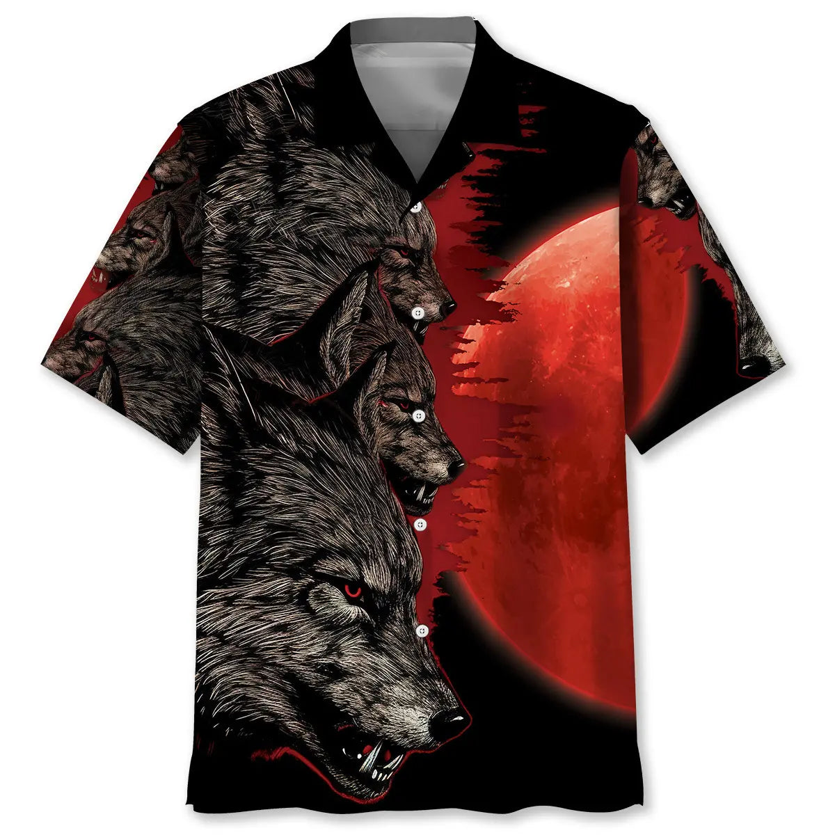 Blood Moon Wolf Hawaiian Shirt For Beach Days, Summer Outings, And Thoughtful Gift Giving