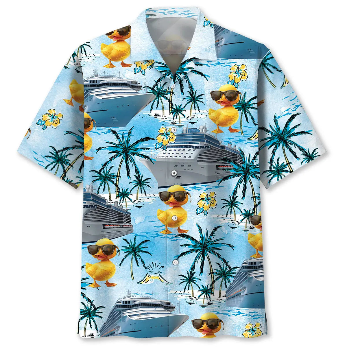 Blue Cruise Duck Hawaiian Shirt For Weekend Escape And Coastal Casual Wear