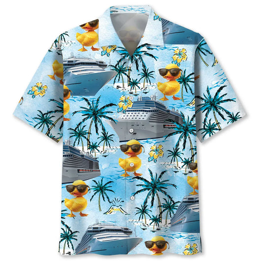 Blue Cruise Duck Hawaiian Shirt For Weekend Escape And Coastal Casual Wear