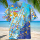 Blue Golden Trombone Hawaiian Shirt For Island Getaway And Comfortable Travel Wear