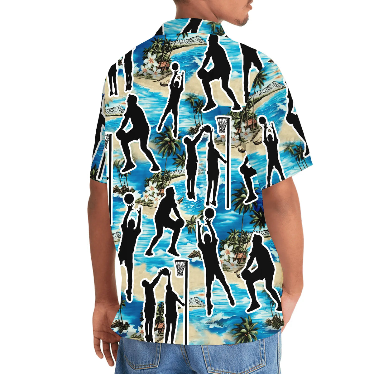 Blue Netball Beach Hawaiian Shirt For Island Vacations, Resort Wear, And Relaxed Seasonal Style