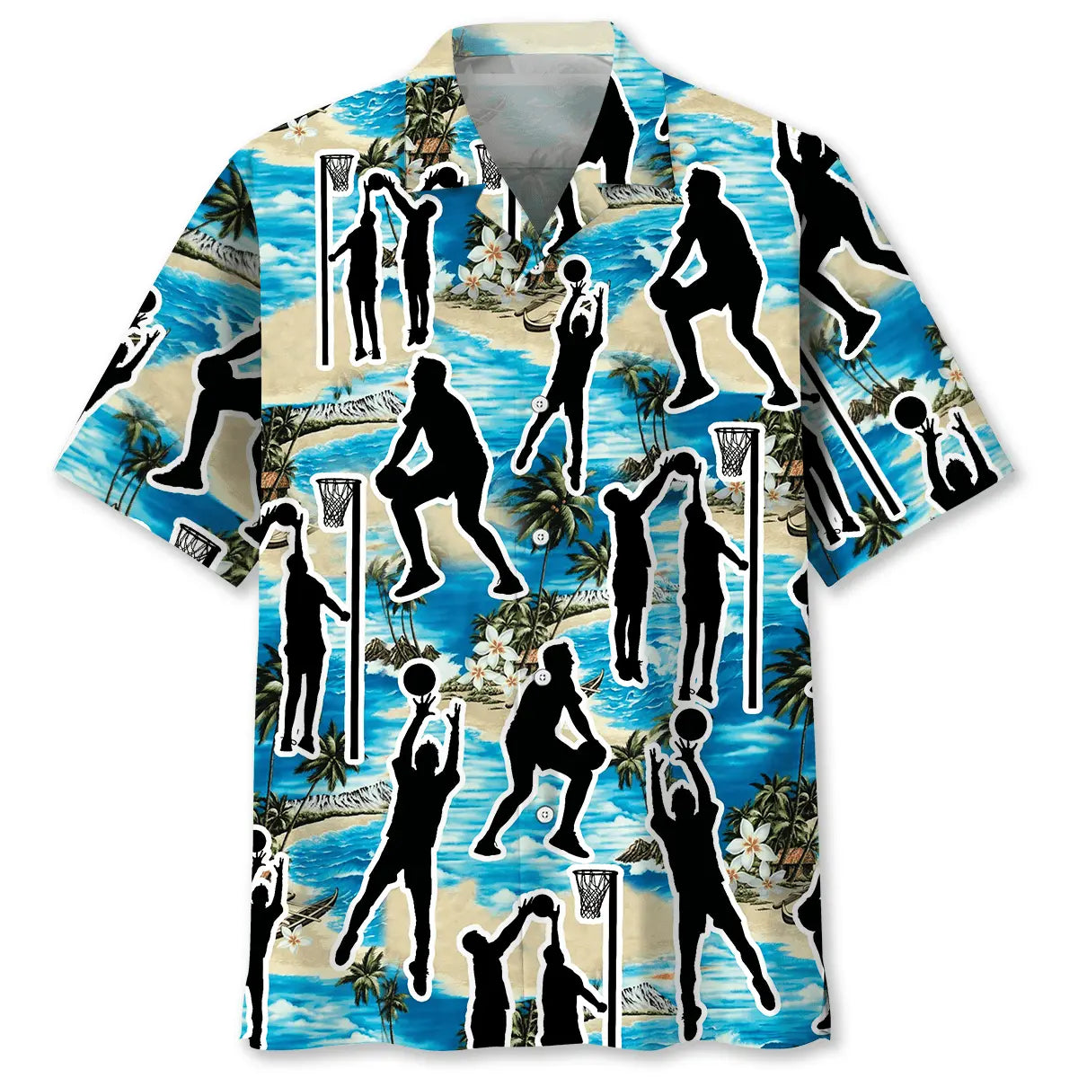 Blue Netball Beach Hawaiian Shirt For Island Vacations, Resort Wear, And Relaxed Seasonal Style