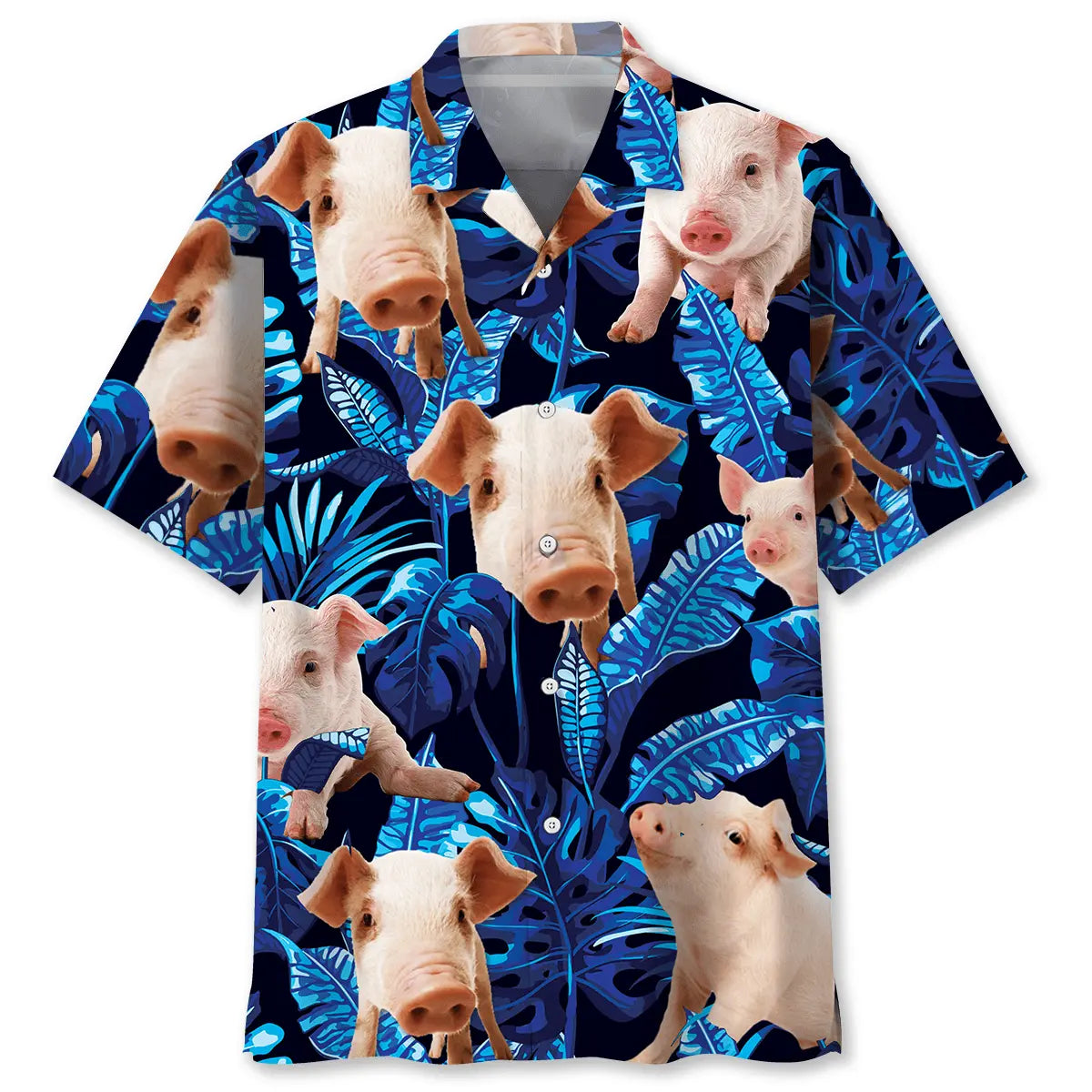 Blue Pig Hawaiian Shirt For Resort Trips, Coastal Parties, And Warm Weather Style