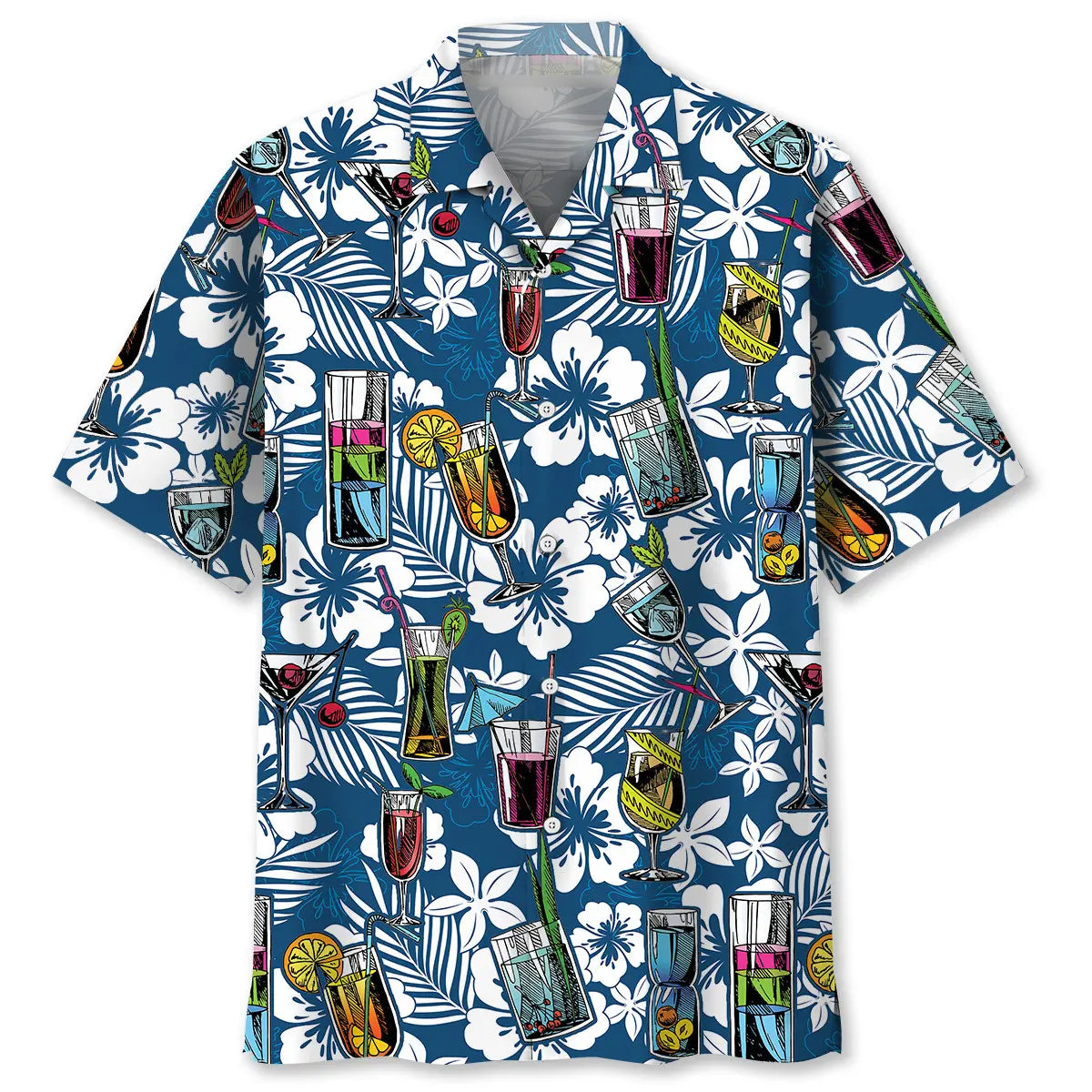 Blue Cocktail Bartender Hawaiian Shirt For Island Getaways, Outdoor Gatherings, And Comfortable Summer Wear