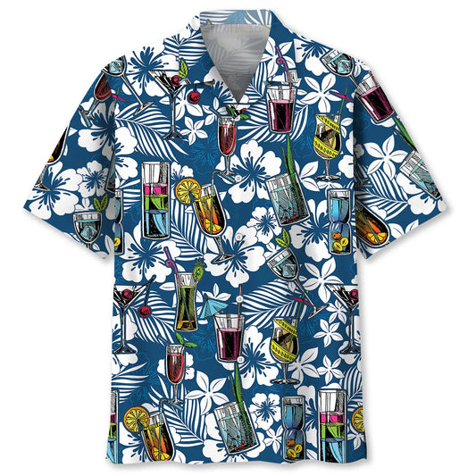 Blue Cocktail Bartender Hawaiian Shirt For Island Getaways, Outdoor Gatherings, And Comfortable Summer Wear