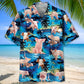 Tropical Blue Pig Hawaiian Shirt For Resort Trips, Coastal Parties, And Warm Weather Style