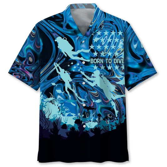 Dive Creative Pattern Hawaiian Shirt For Island Vacations, Resort Wear, And Relaxed Seasonal Style
