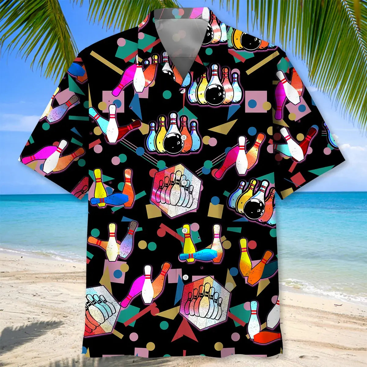Colorful Bowling Hawaiian Shirt For Summer Vacation, Beach Travel, And Casual Wear