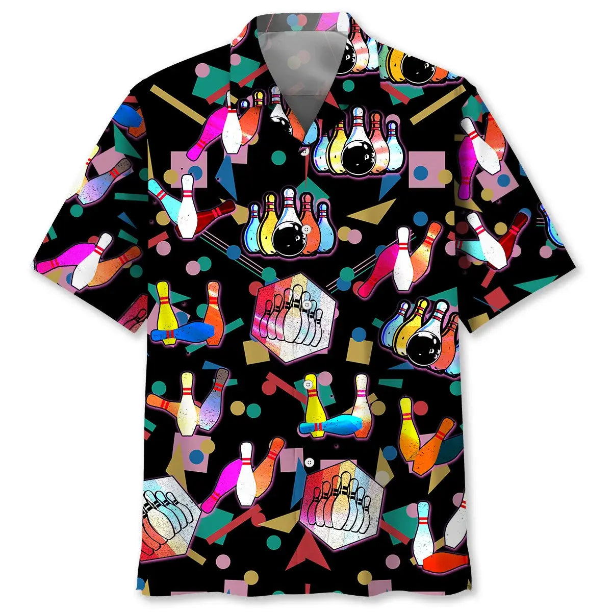 Colorful Bowling Hawaiian Shirt For Summer Vacation, Beach Travel, And Casual Wear