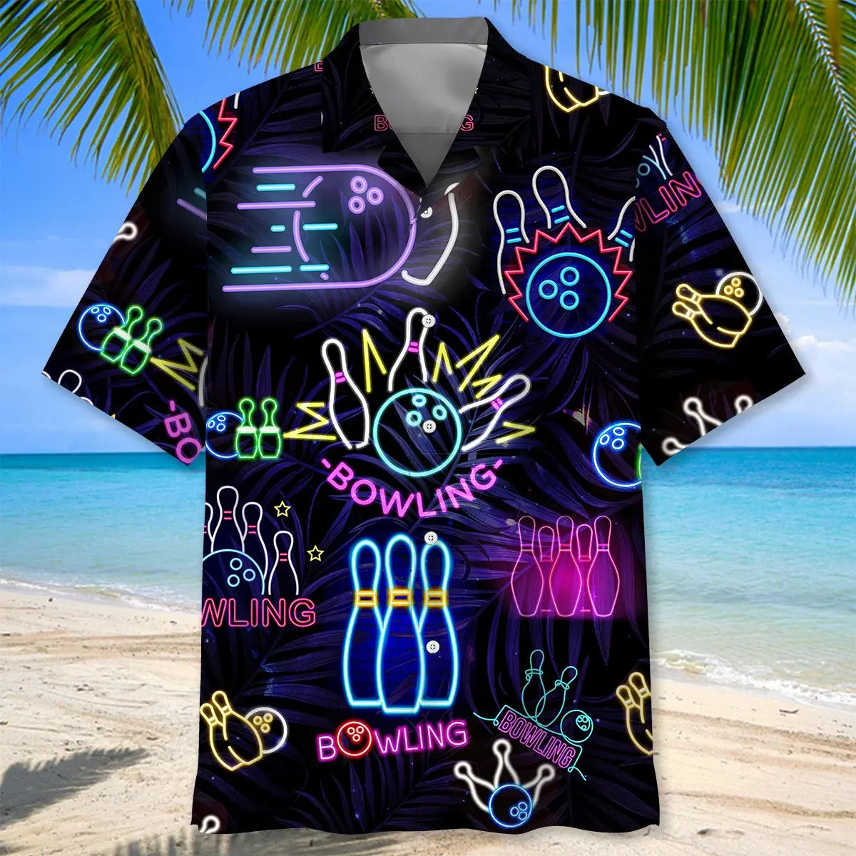 Neon Bowling Hawaiian Shirt For Resort Trips, Coastal Parties, And Warm Weather Style