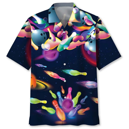 Neon Bowling Hawaiian Shirt For Resort Trips, Coastal Parties, And Warm Weather Style