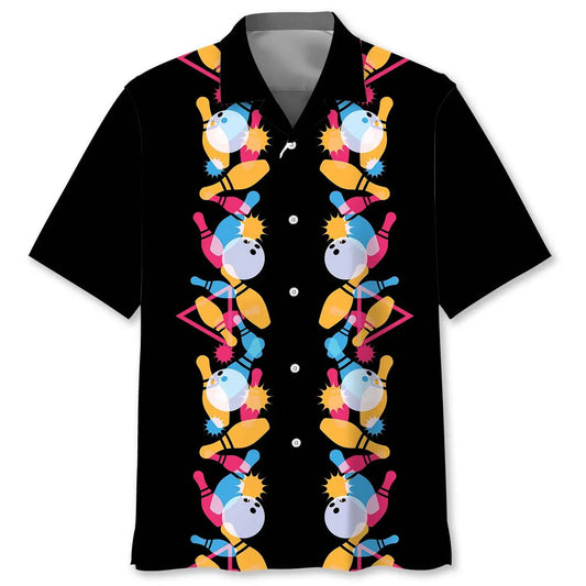 Retro Bowling 80s Hawaiian Shirt For Outdoor Adventures, Coastal Travel, And Comfortable Casual Style