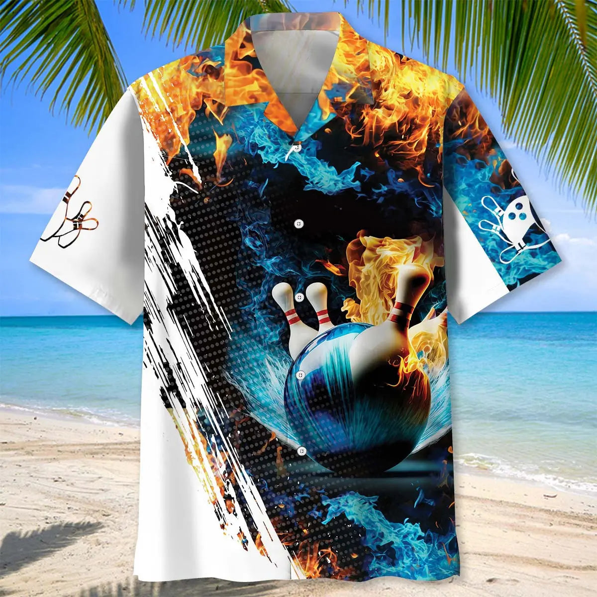 Bowling Water Fire Hawaiian Shirt For Outdoor Adventures, Coastal Travel, And Comfortable Casual Style