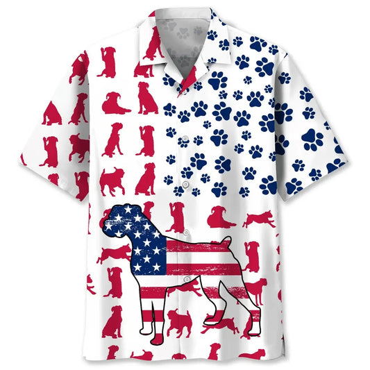 American Boxer Hawaiian Shirt For Tropical Holidays, Outdoor Gatherings, And Everyday Comfort