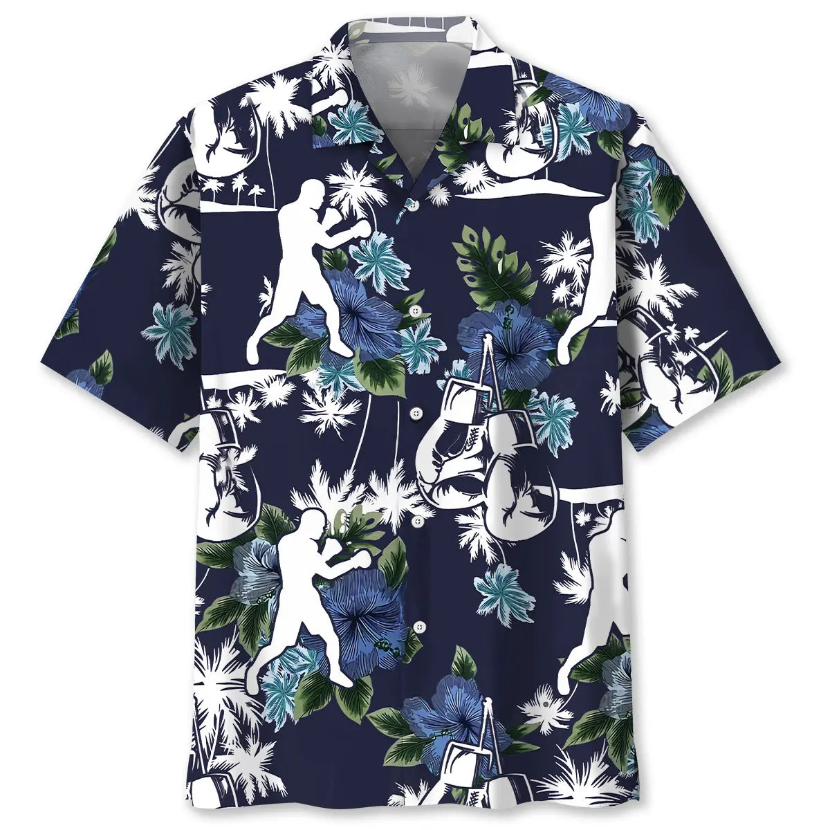 Boxing Blue Nature Hawaiian Shirt For Casual Weekend, Outdoor Event, And Vacation Style