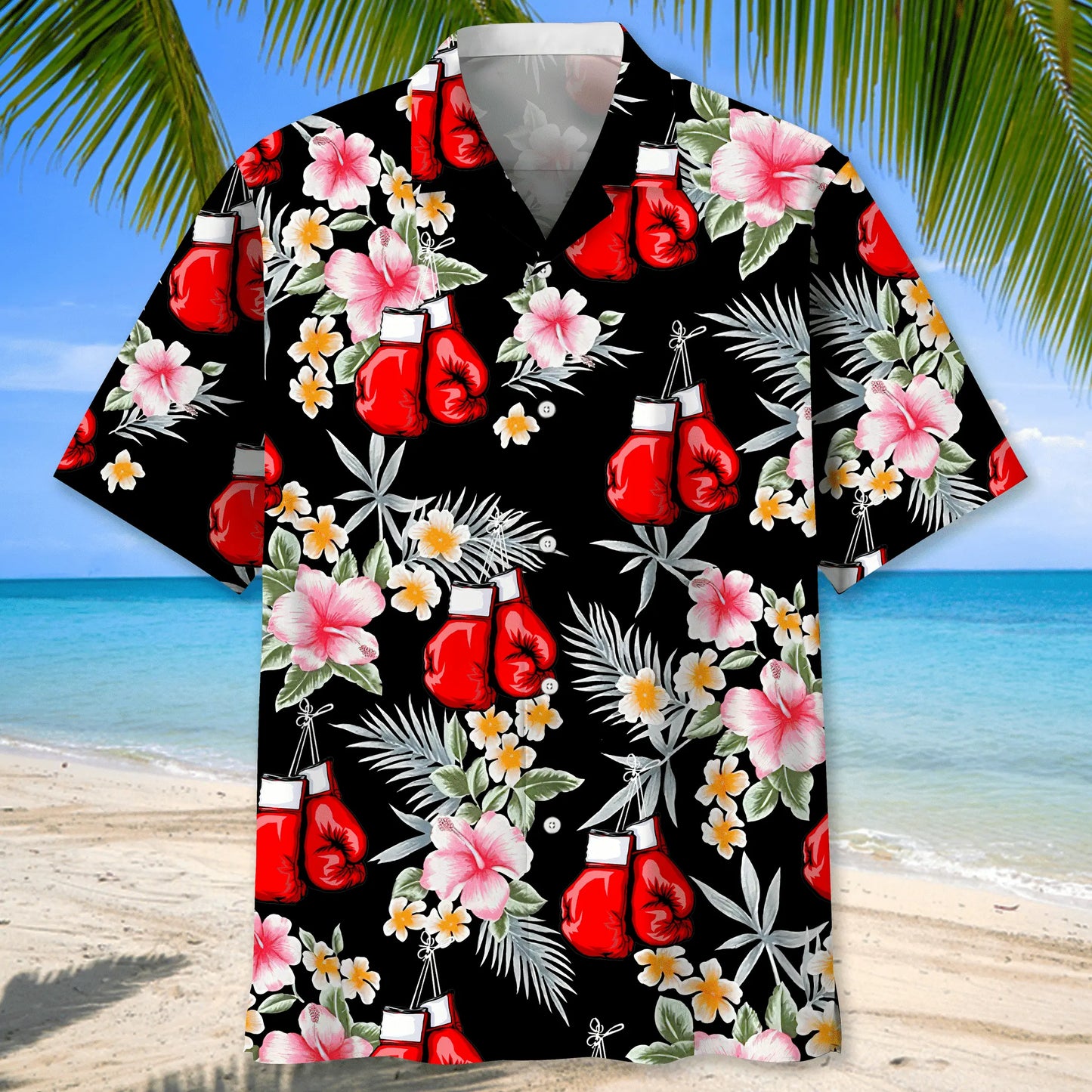 Floral Boxing Hawaiian Shirt For Summer Vacation, Beach Travel, And Casual Wear