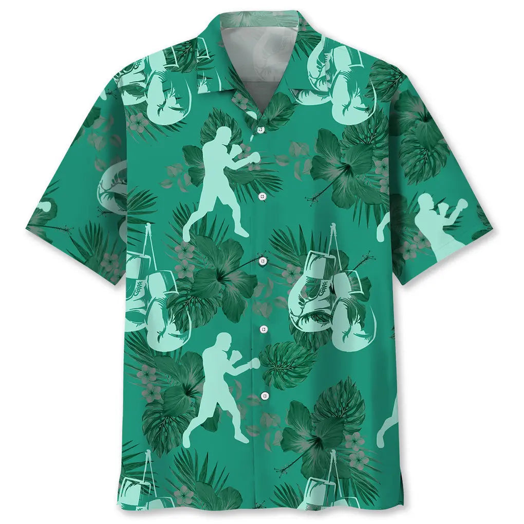 Boxing Kelly Green Hawaiian Shirt For Tropical Holidays, Outdoor Gatherings, And Everyday Comfort