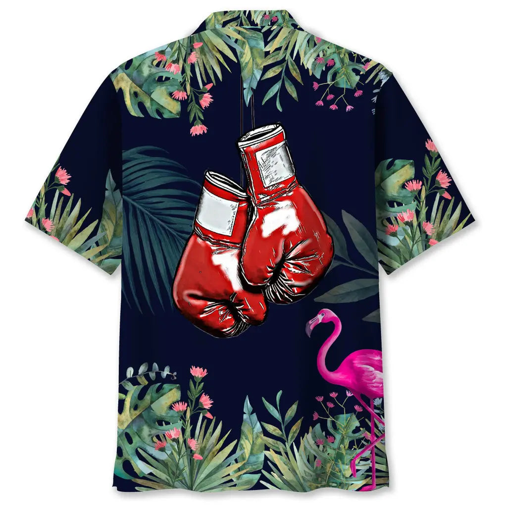 Tropical Boxing Leaf Hawaiian Shirt For Island Vacations, Resort Wear, And Relaxed Seasonal Style