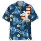 American Tropical Boxing Blue Hawaiian Shirt For Coastal Travel, Casual Events, And Comfortable Summer Wear