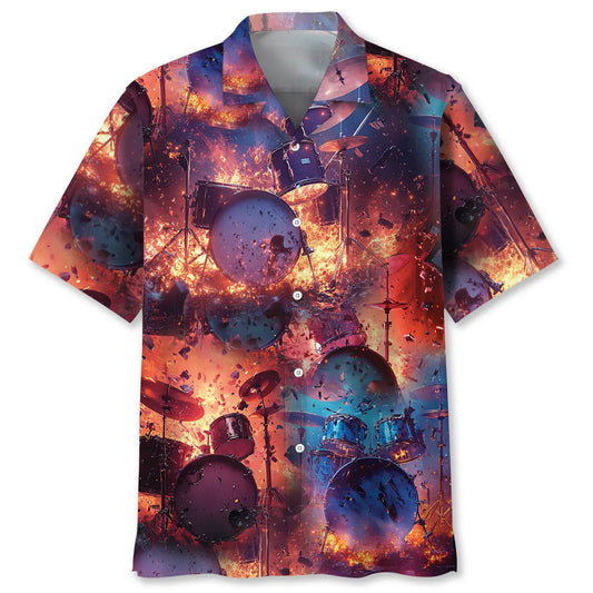 Broken Drum Fire Hawaiian Shirt For Concert Lovers, Tropical Holidays, And Thoughtful Gift Giving