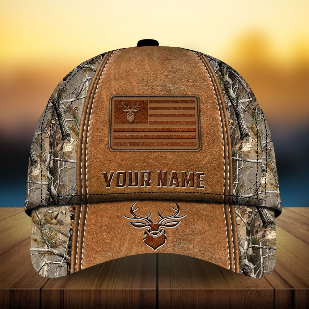 Deer Hunting Leather Personalized Classic Cap For Casual Events Beach Trips And Thoughtful Gifting