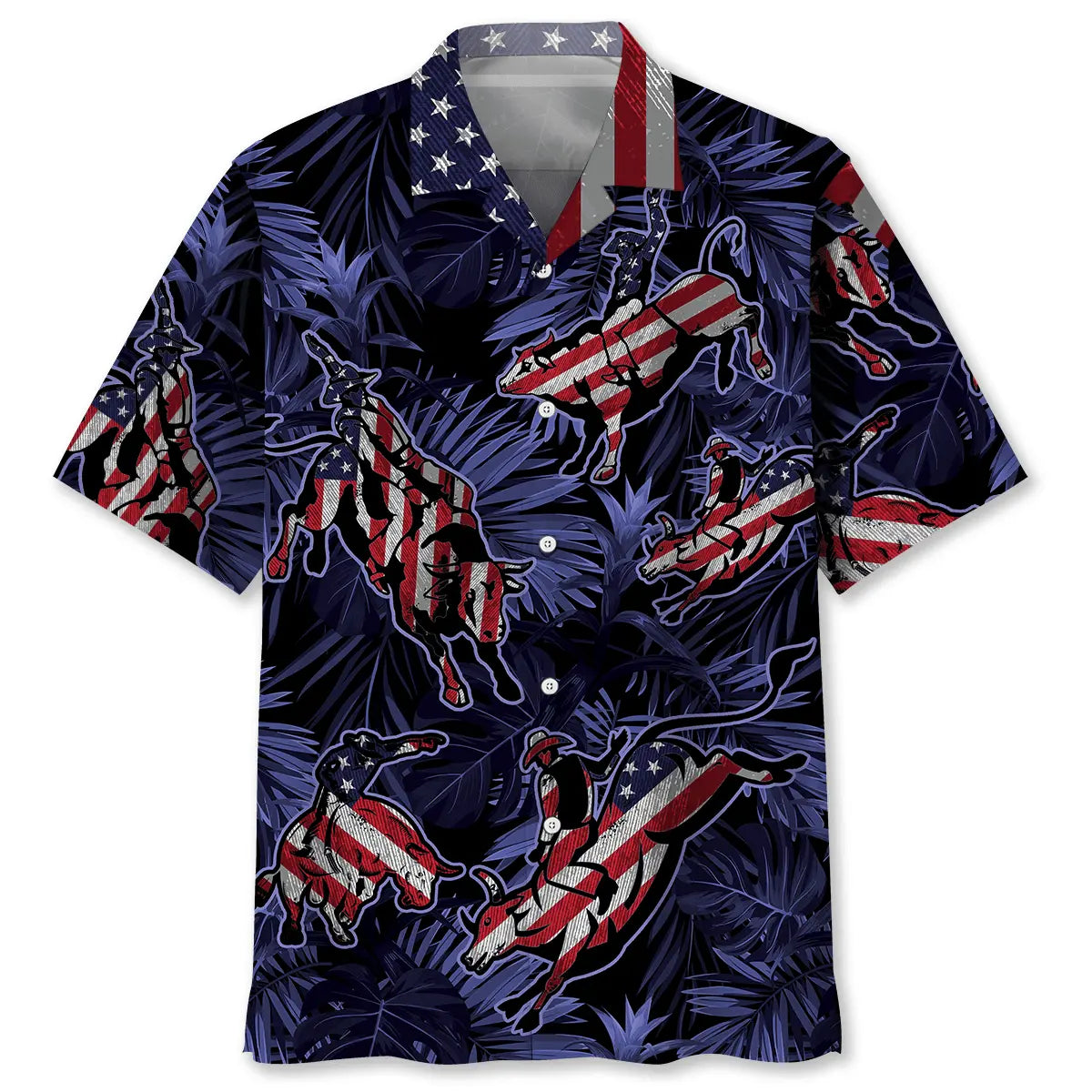 Tropical Bull Riding Hawaiian Shirt For Island Vacations, Resort Wear, And Relaxed Seasonal Style