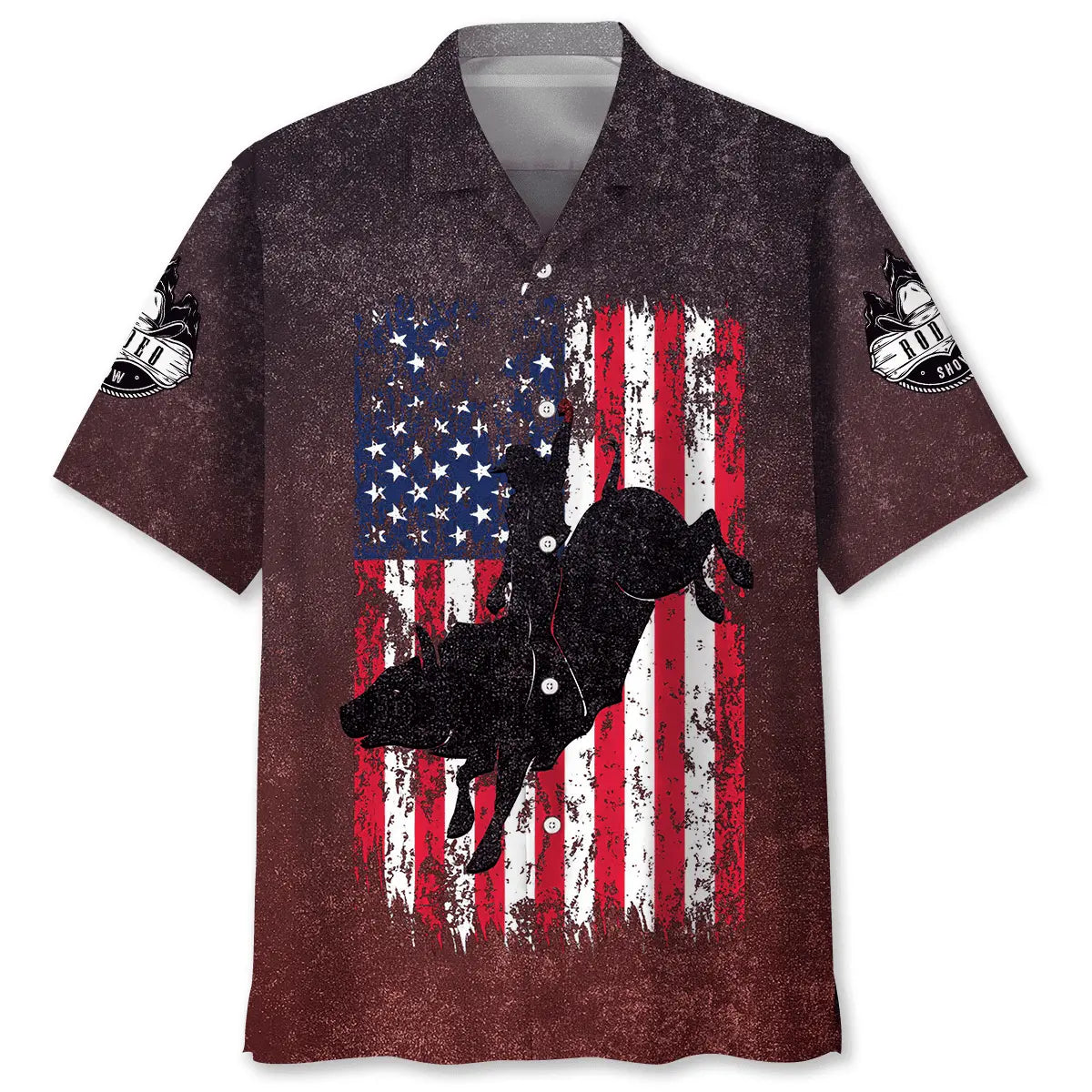 American Bull Riding Hawaiian Shirt For Summer Celebrations, Resort Days, And Relaxed Everyday Wear