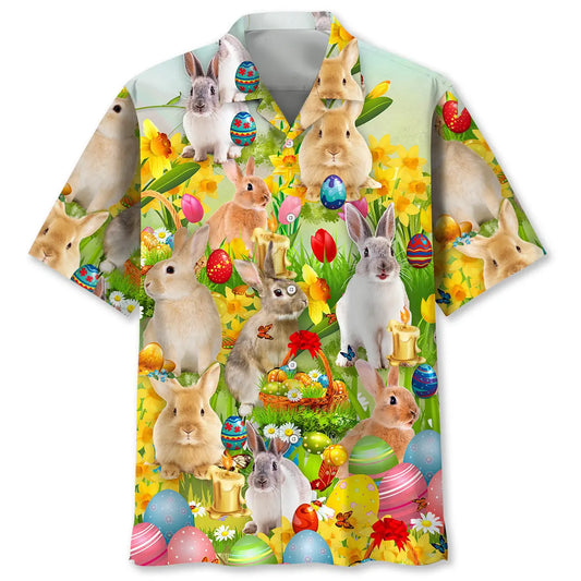 Bunny Easter Hawaiian Shirt For Tropical Holidays, Outdoor Gatherings, And Everyday Comfort