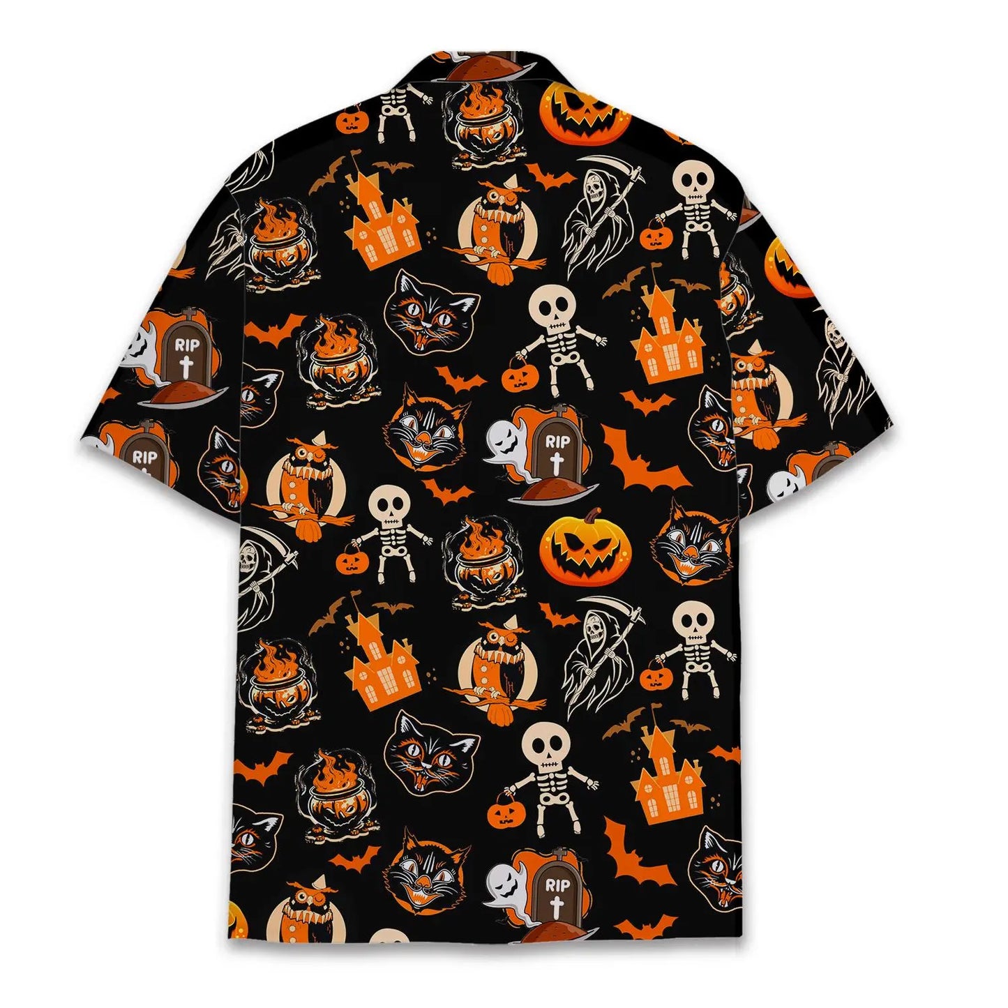 Halloween Island Aloha Hawaiian Shirt For Spooky Events, Resort Travel, And Creative Warm Weather Wear