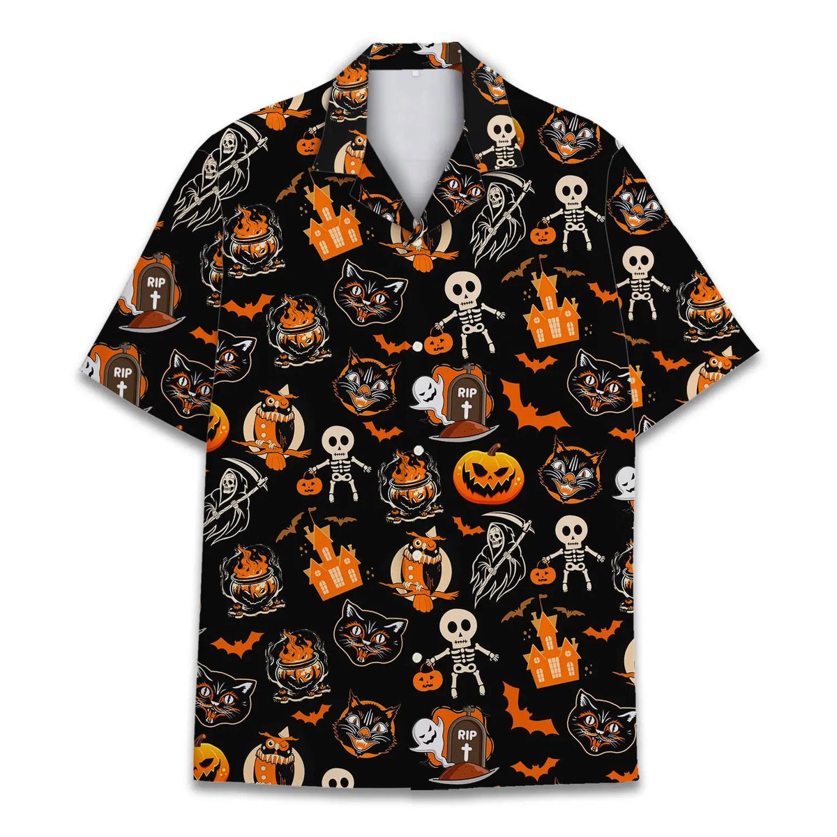 Halloween Island Aloha Hawaiian Shirt For Spooky Events, Resort Travel, And Creative Warm Weather Wear