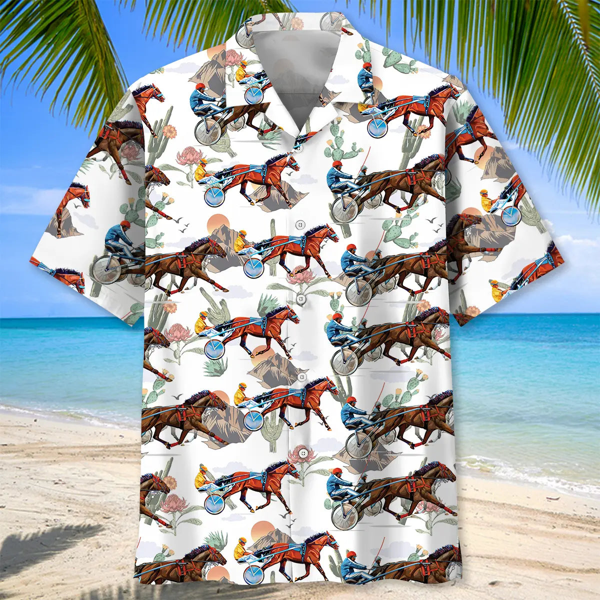 Cactus Horse Harness Racing Hawaiian Shirt For Motorsport Events, Beach Travel, And Thoughtful Gift Giving