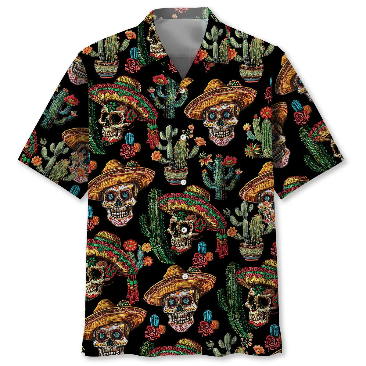 Cactus Skull Hawaiian Shirt For Resort Holiday And Weekend Wear